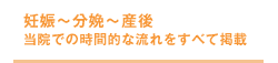 妊娠〜分娩〜産後：当院での時間的な流れをすべて掲載